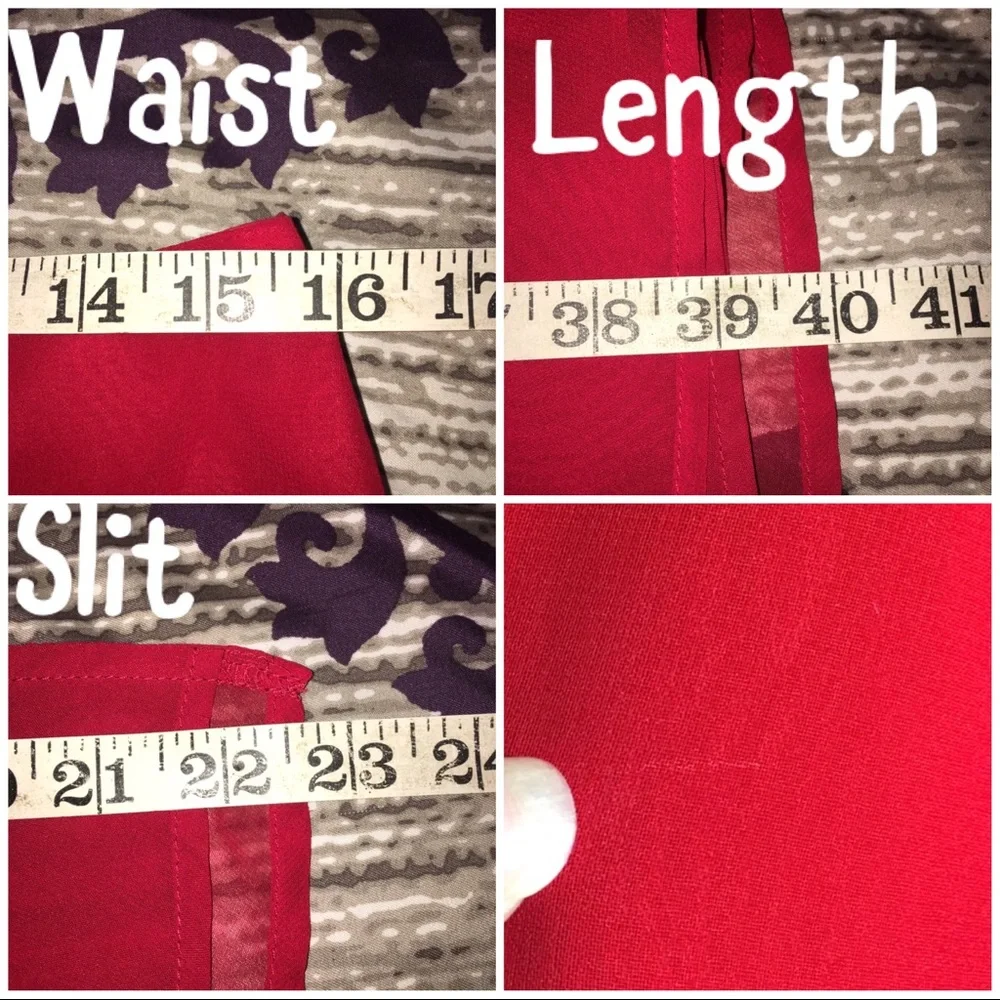 Tinley Road Red lined skirt side slit size Large